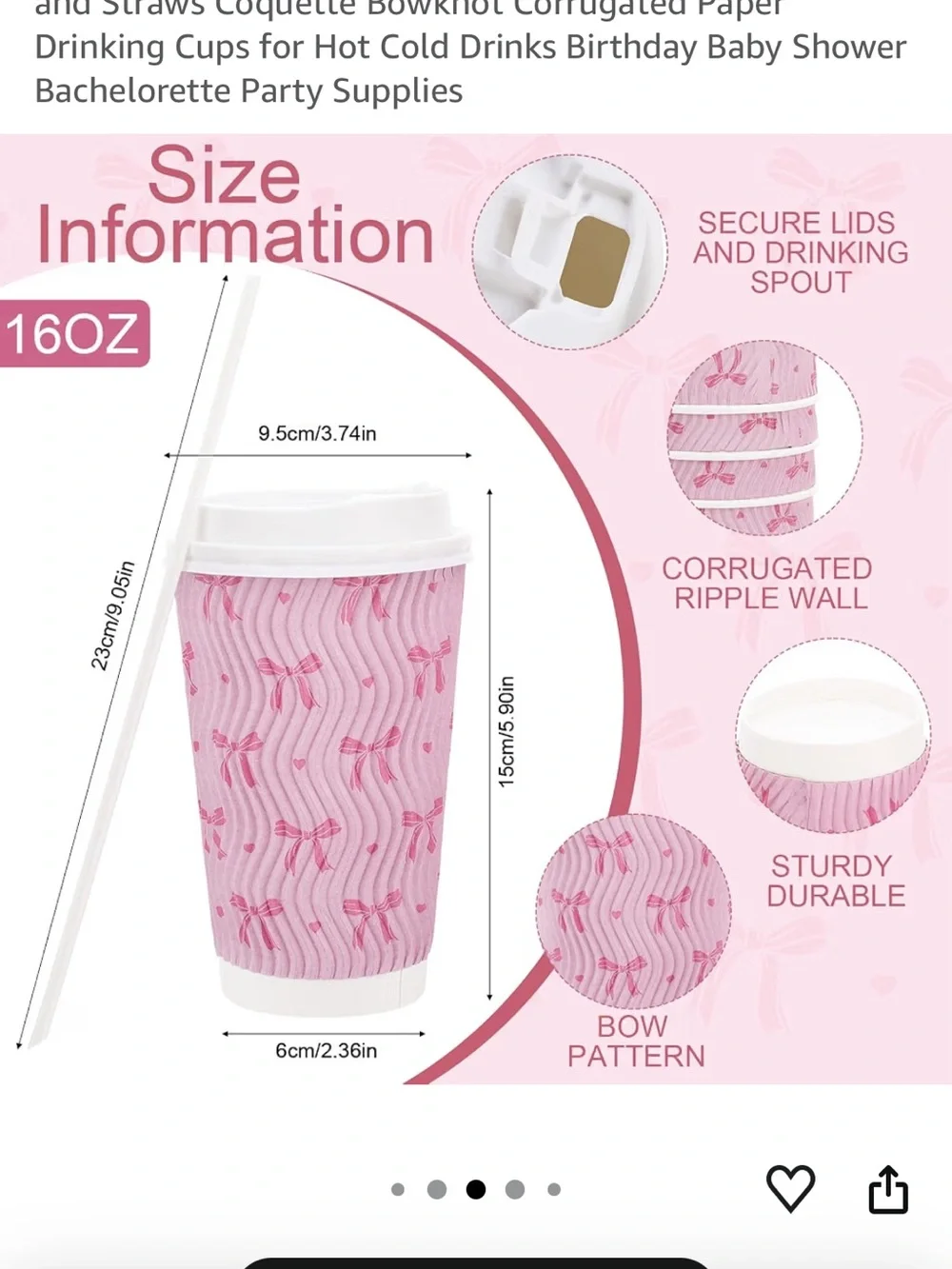 Pink Bow Party Dinner Plates & Napkins Set, Cold and Warm Cups - Party Supplies